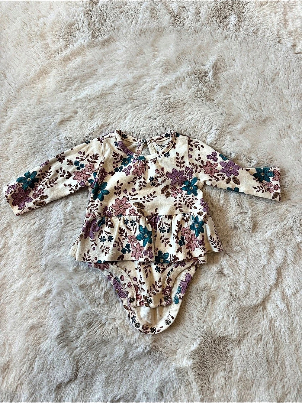 Carter's Floral Long-Sleeve Peplum Bodysuit